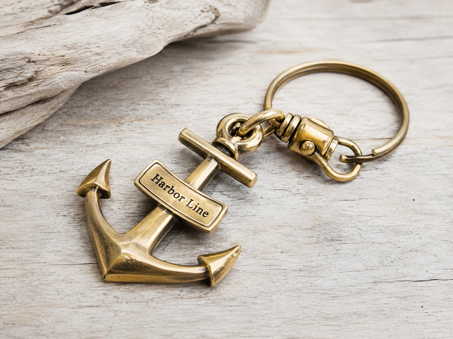 Engraved wood anchor custom boat keychain